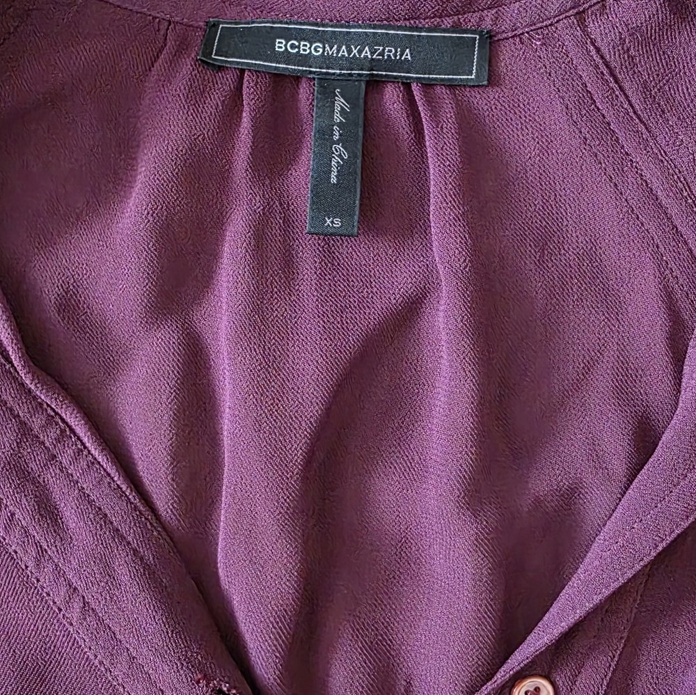 BCBGMaxAzria Plum Textured V-Neck Dress